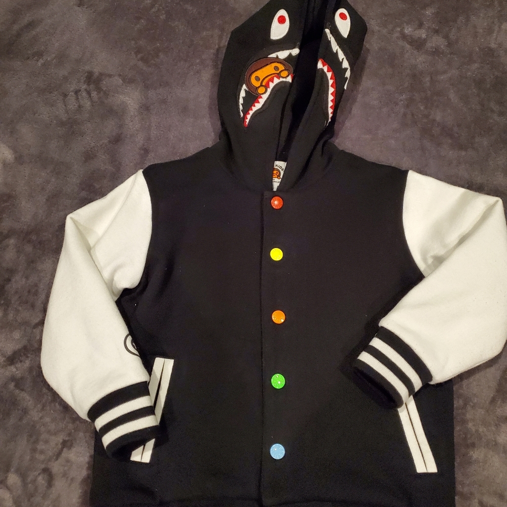 100% Authentic Bape Kids Varsity Shark Jacket 120